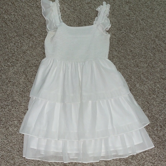 white square neck sleeveless ruffle mini dress - Picture 3 of 8